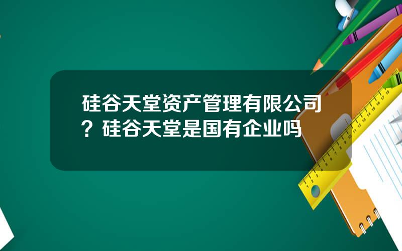 硅谷天堂资产管理有限公司？硅谷天堂是国有企业吗