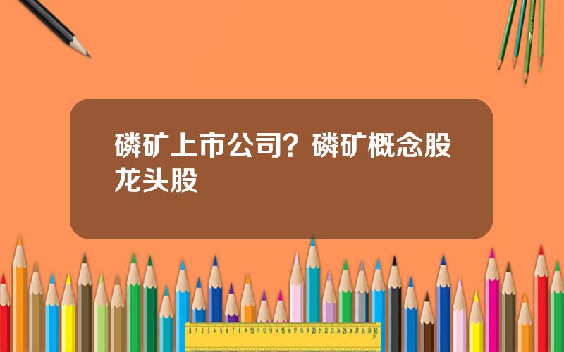 磷矿上市公司？磷矿概念股龙头股
