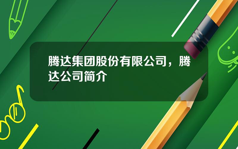 腾达集团股份有限公司，腾达公司简介