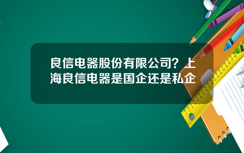 良信电器股份有限公司？上海良信电器是国企还是私企