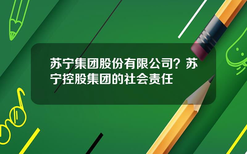 苏宁集团股份有限公司？苏宁控股集团的社会责任