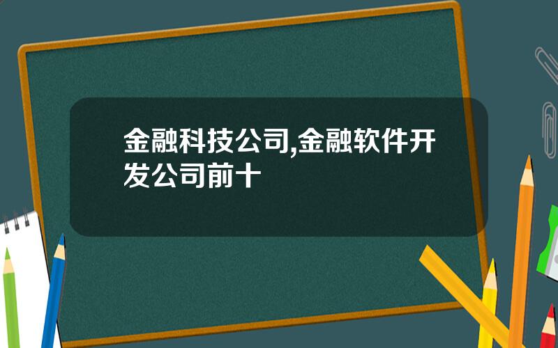 金融科技公司,金融软件开发公司前十