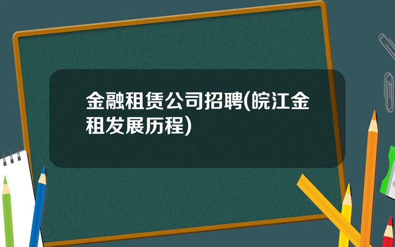 金融租赁公司招聘(皖江金租发展历程)